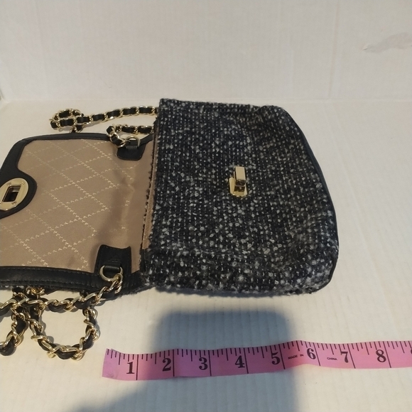 Talbots Black Grey Tweed Classic Crossbody Bag - Picture 9 of 14